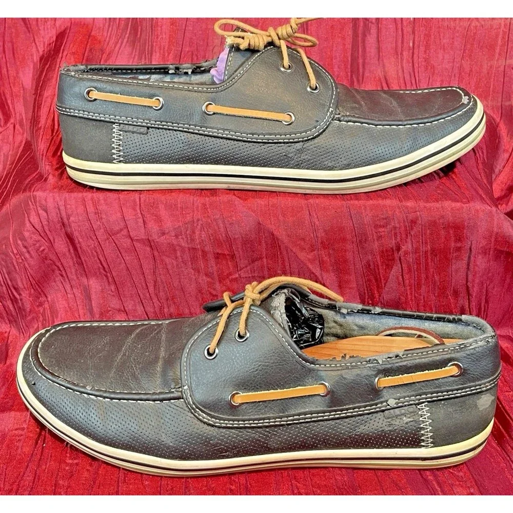 Mens ALDO  Black 2 Eyelet Deck Boat Shoes Loafers sz 10